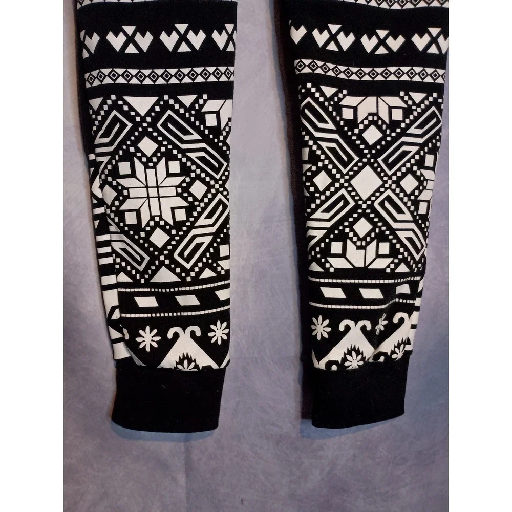 Brooklyn Standard Aztec Nordic Print Jogger Sweatpants Black White Men's Small
